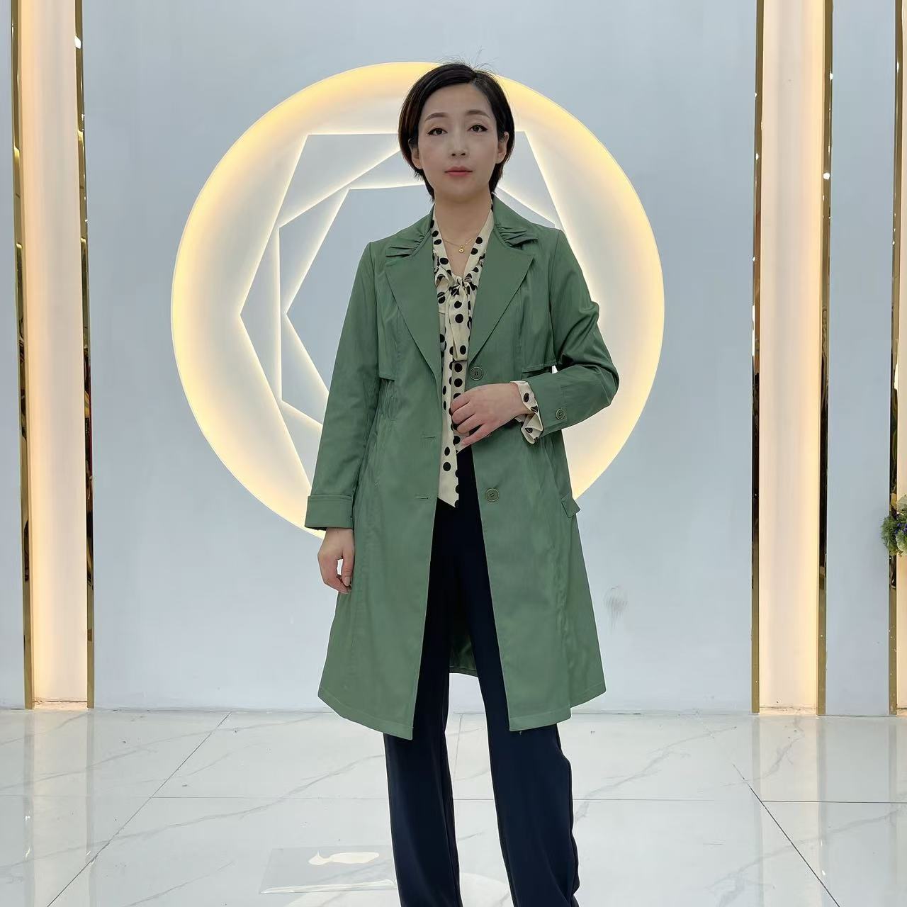 【Z155】2024新款女士修身显瘦时尚洋气轻奢百搭潮流中长款风衣