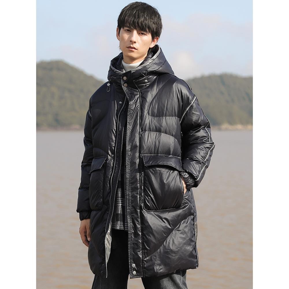 中长款羽绒服男轻薄潮牌2023年冬季新款连帽宽松韩版潮流保暖外套