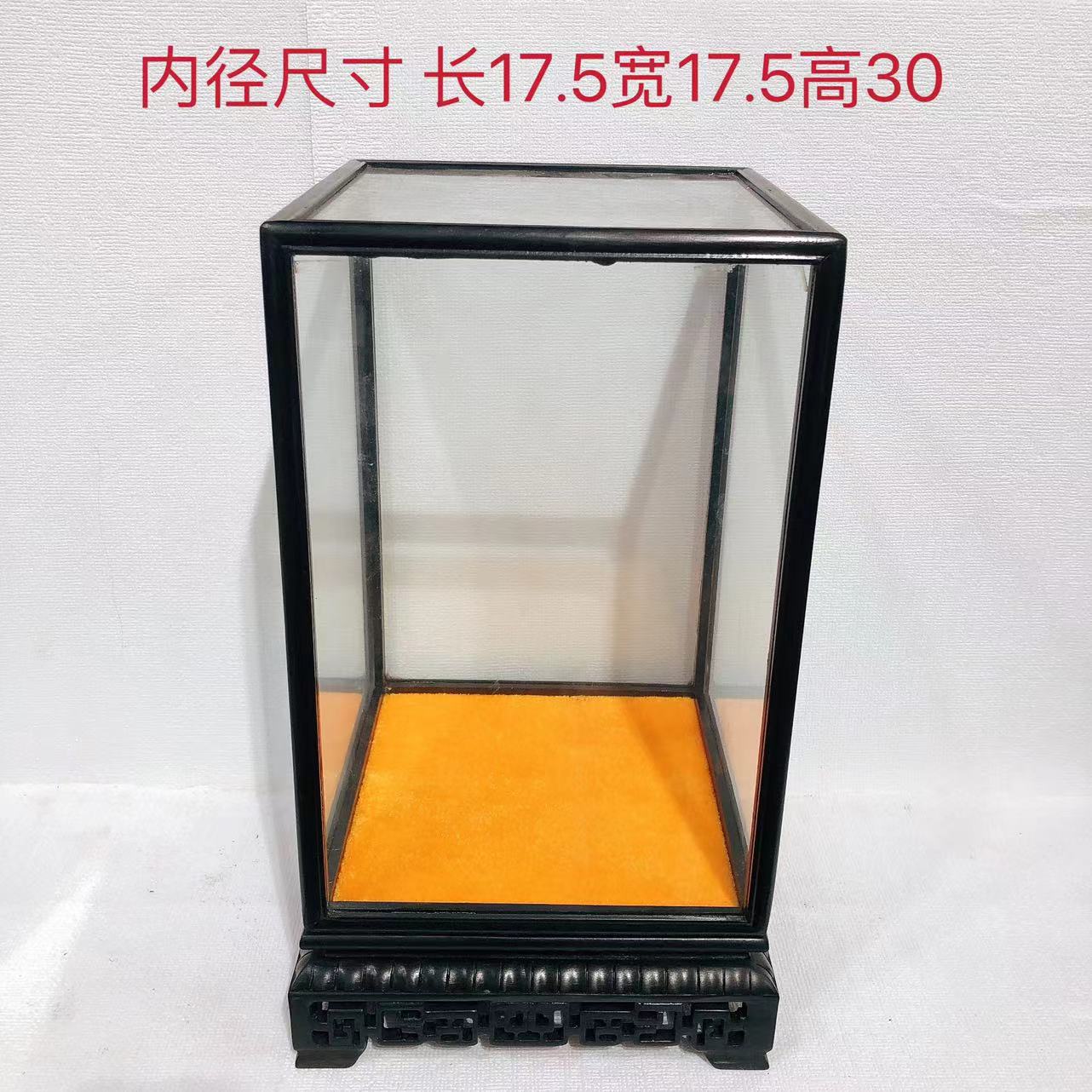 红木玻璃罩紫光檀文玩佛像观音古董玉石摆件防尘罩透明展示盒