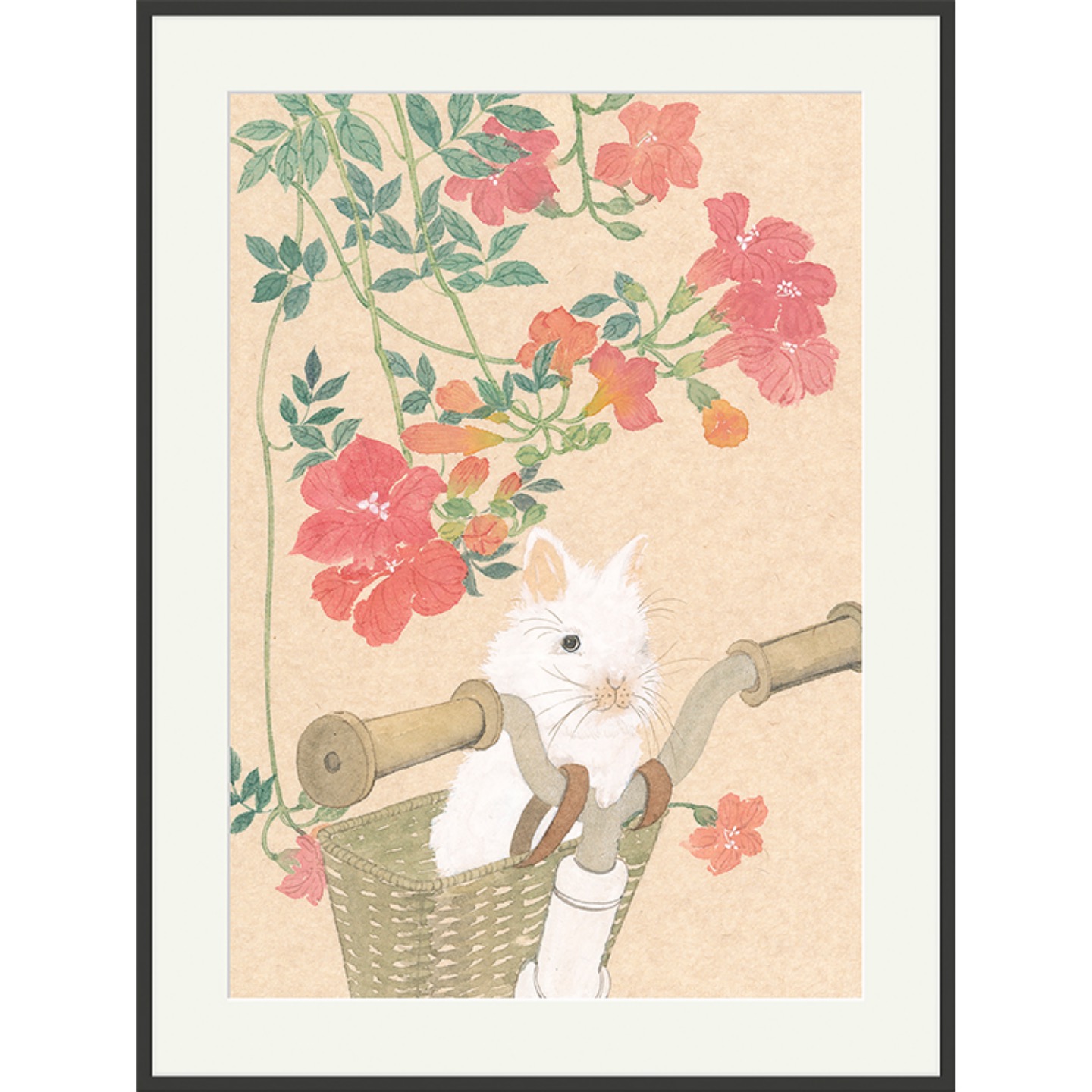 新锐国潮艺术家 小兔子与花正版限量版画 未装裱画芯 尺寸45*60