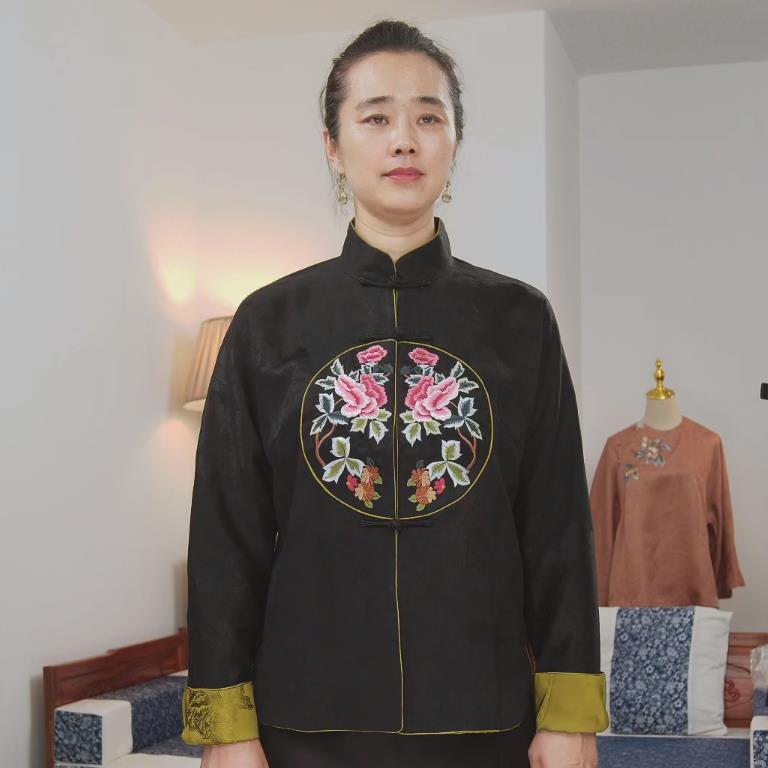 『』品叔&重工 · 桑蚕丝香云纱中式盘扣刺绣新中式外套