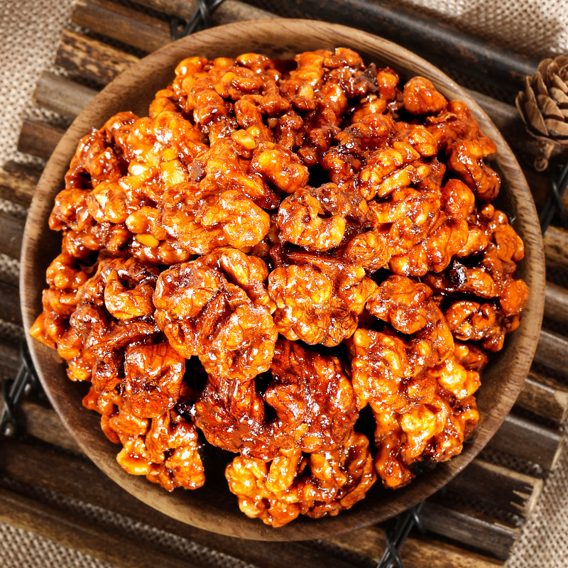 琥珀核桃仁500g年货坚果干果蜂蜜核桃肉零食芝麻焦糖味休闲食品