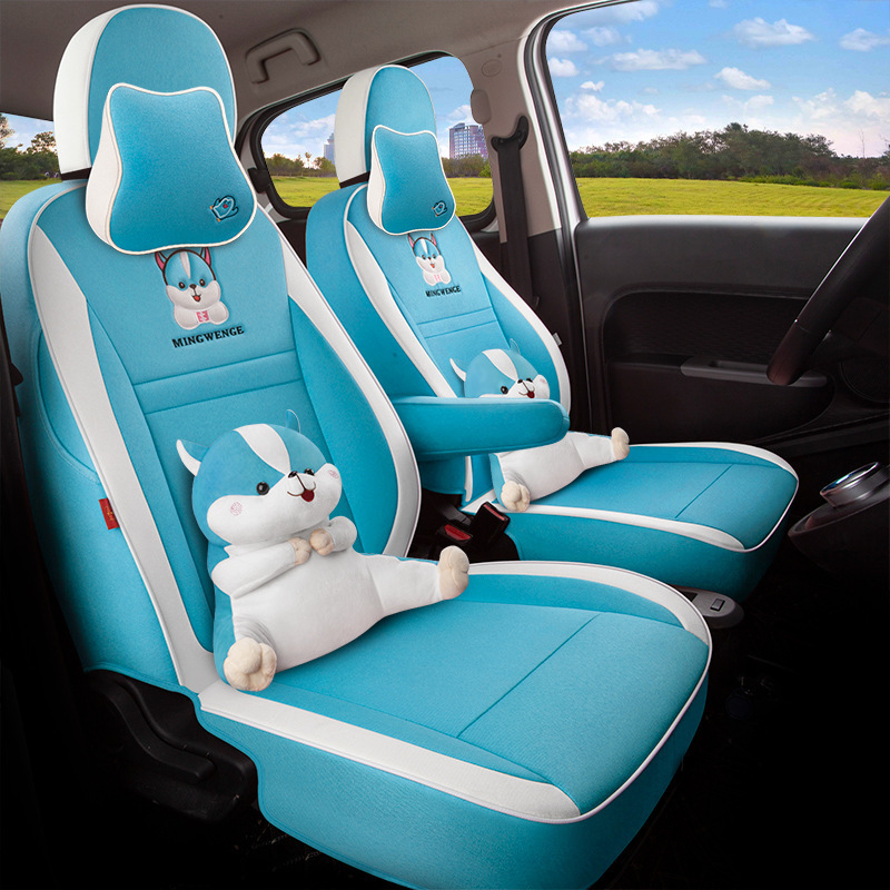 欧拉R1黑猫专用座套21款22款白猫汽车坐垫四季全包亚麻装饰座椅套