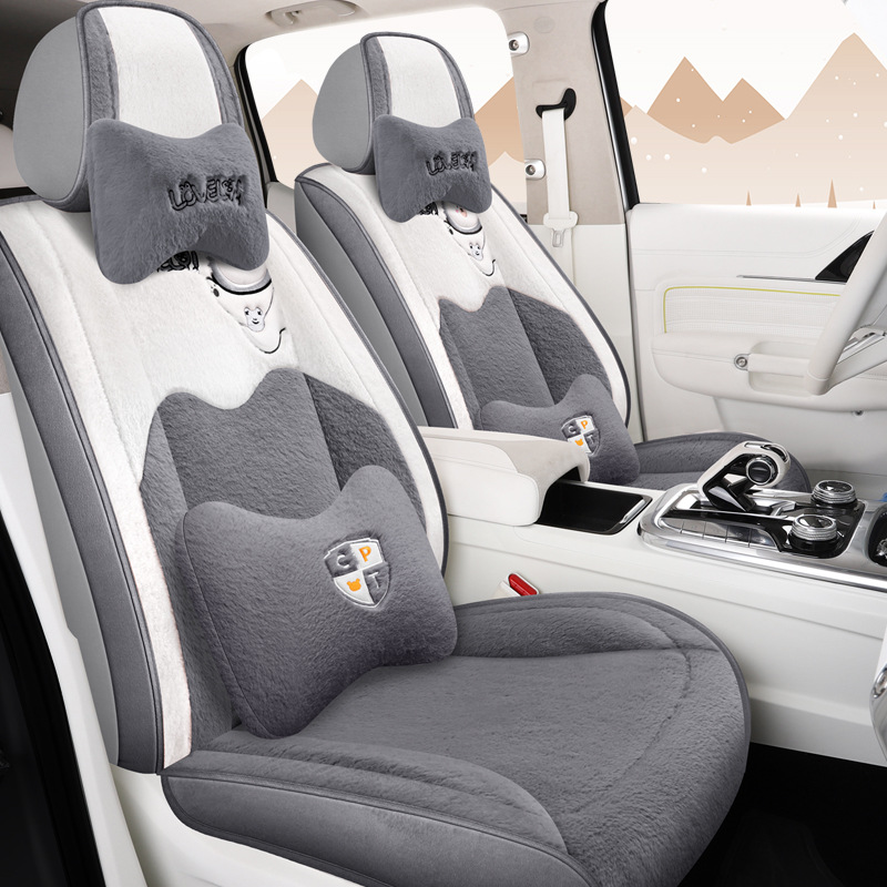 新款冬季保暖加绒兔毛毛绒汽车坐垫加厚座椅套全包通用座套秋冬
