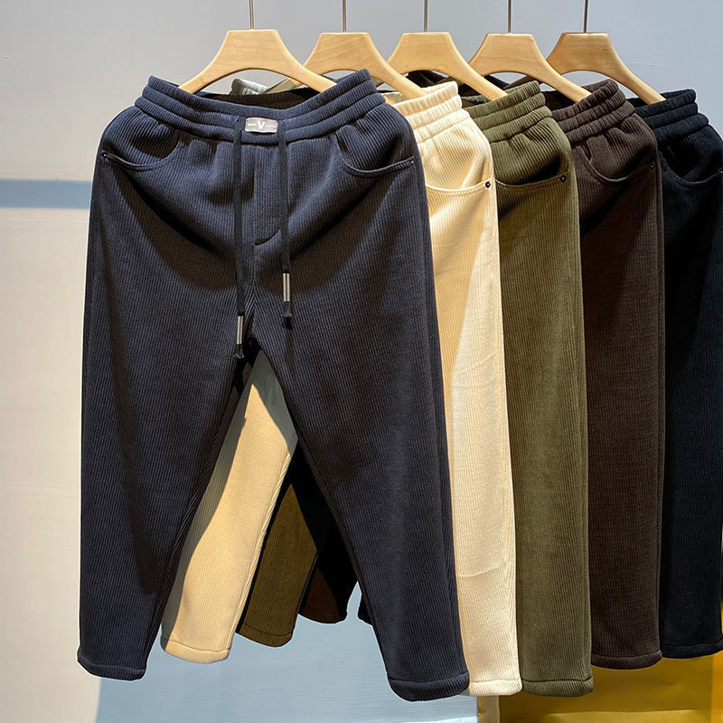2023新款裤子男冬季韩版潮流束脚百搭加绒保暖卫裤宽松休闲裤秋冬
