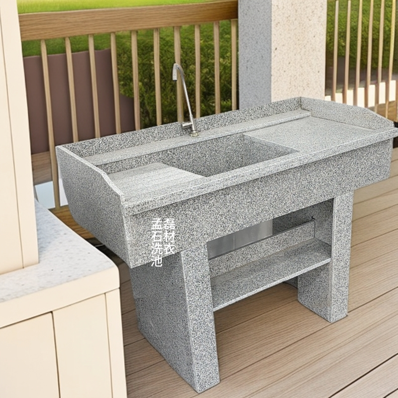 平台水槽天然石材花岗岩大理石洗衣池搓衣板阳台室外庭院洗手池