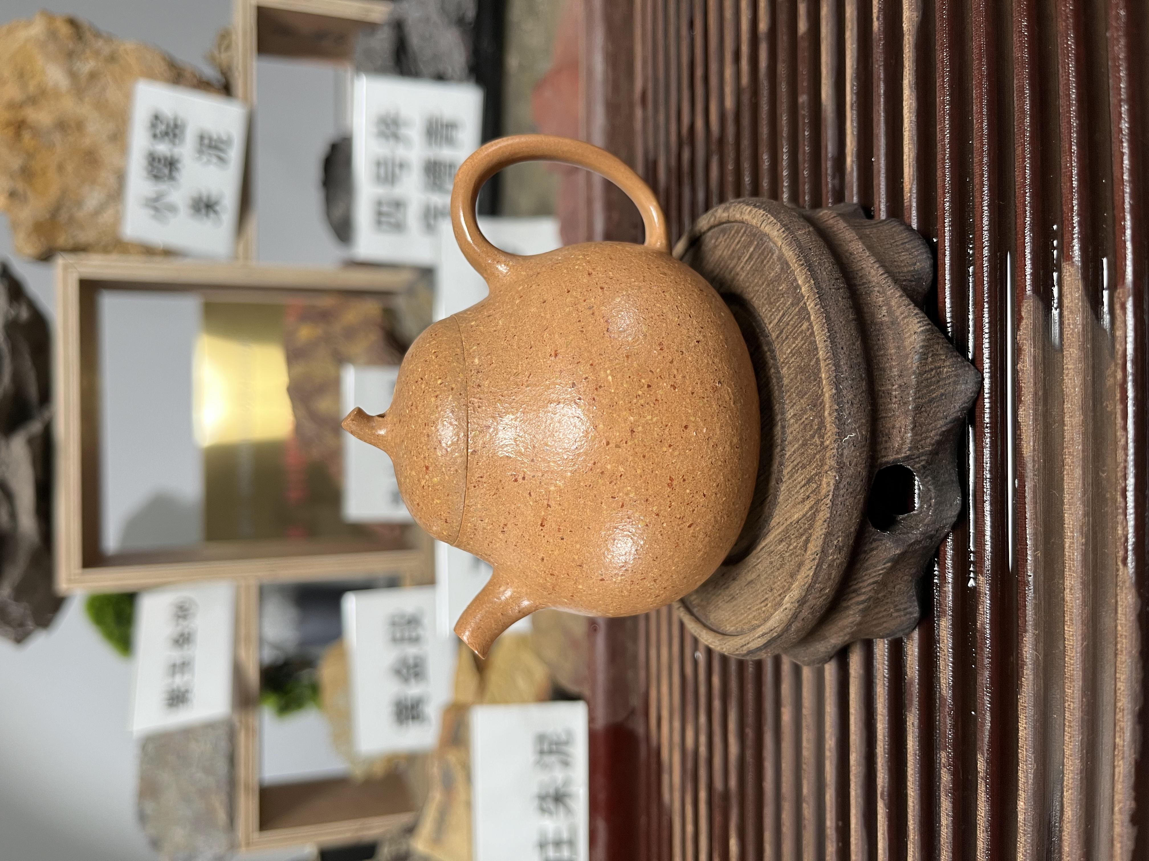 【冷金黄·茄瓜】练泥师自产16目手磨冷金黄精工半手制茄瓜壶