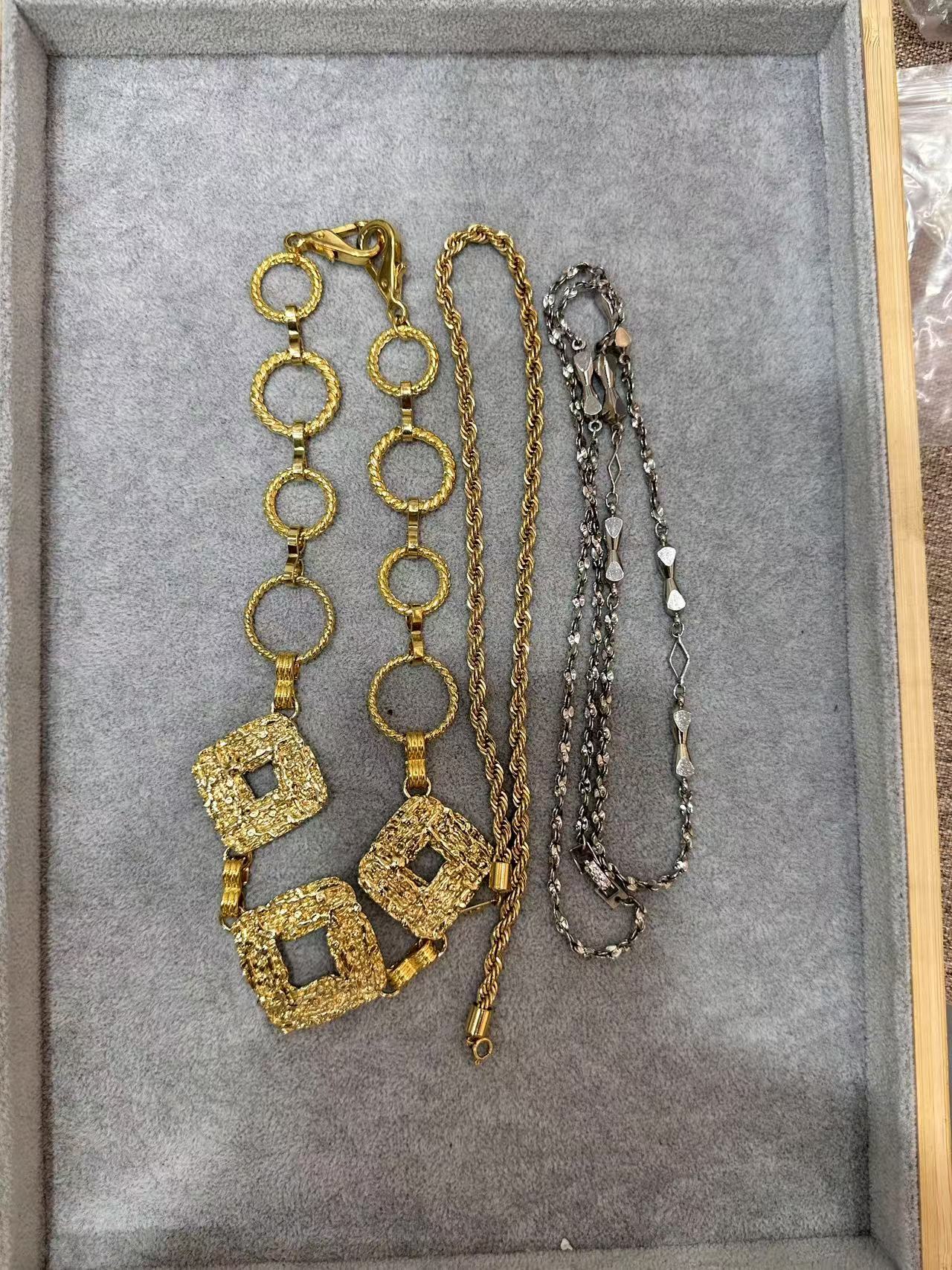 铜合金亚克力项链 手工气质时尚百搭复古欧美长款金色