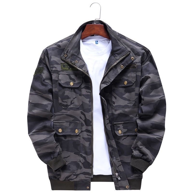  春秋工作服棉料上衣男女宽松耐磨迷彩工装棉弹力电焊防烫劳保服