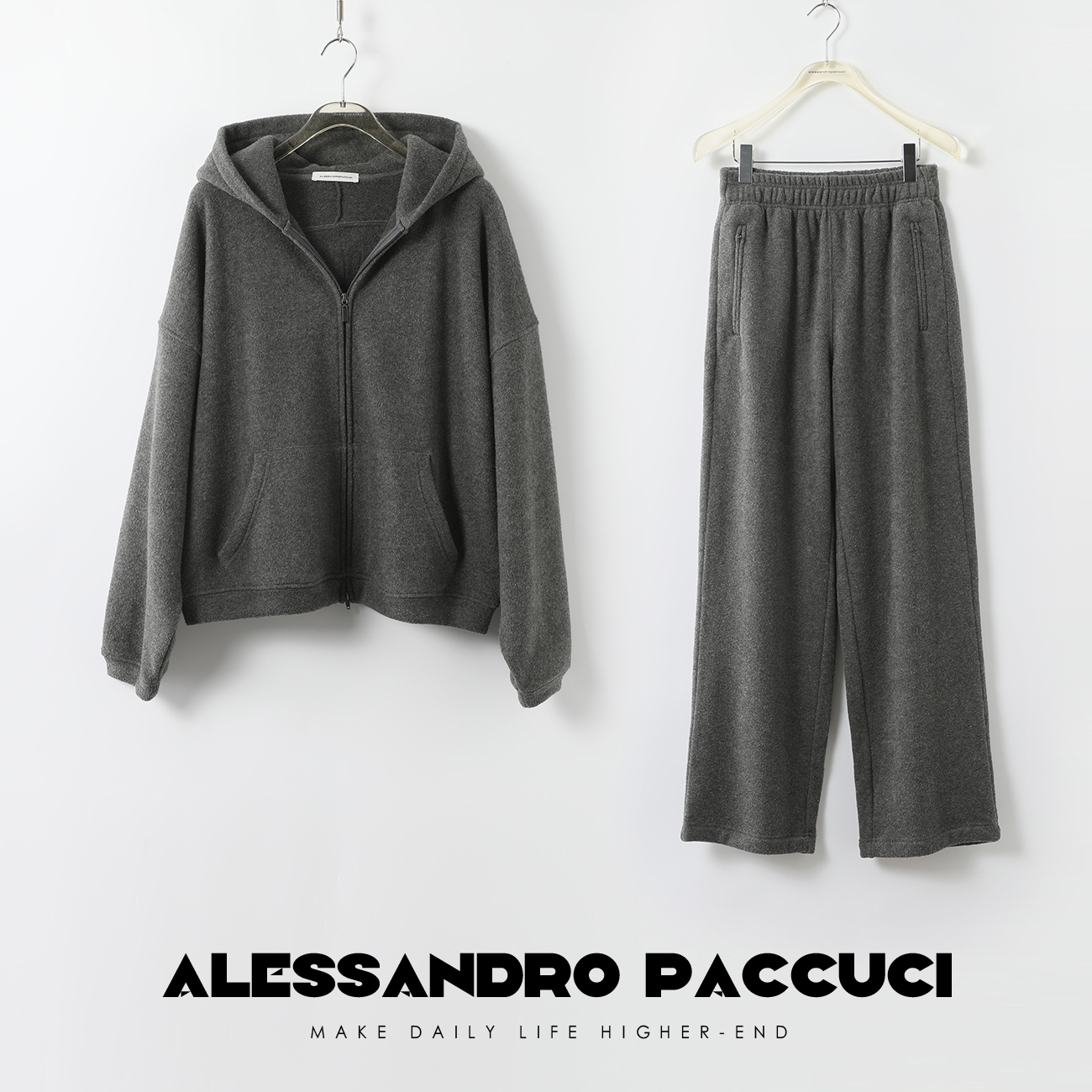 Alessandro Paccuci洛哥25734X 温暖bi入绵羊毛宽松连帽卫衣套装