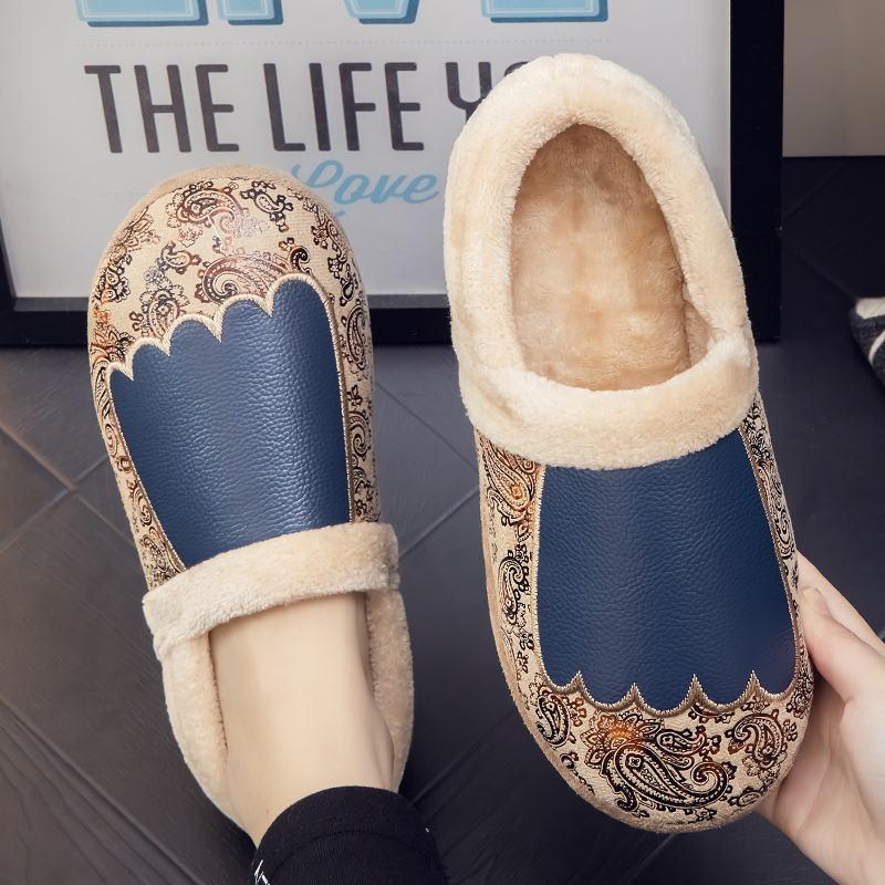 【头层牛皮】真皮拖鞋室内家用男女情侣加绒保暖防滑棉拖鞋入冬神器
