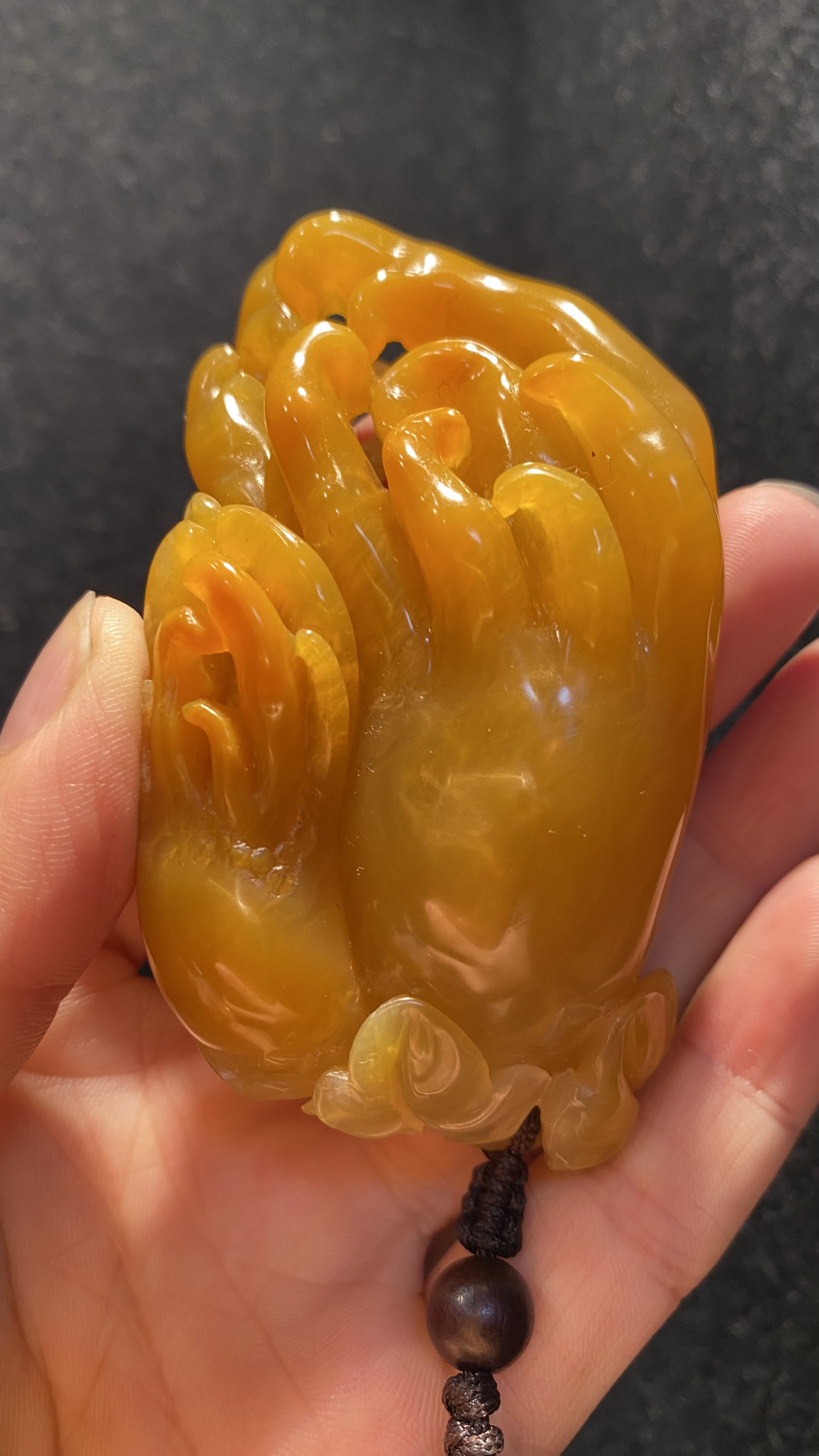 老挝老矿北部结晶地田黄满丝手把 