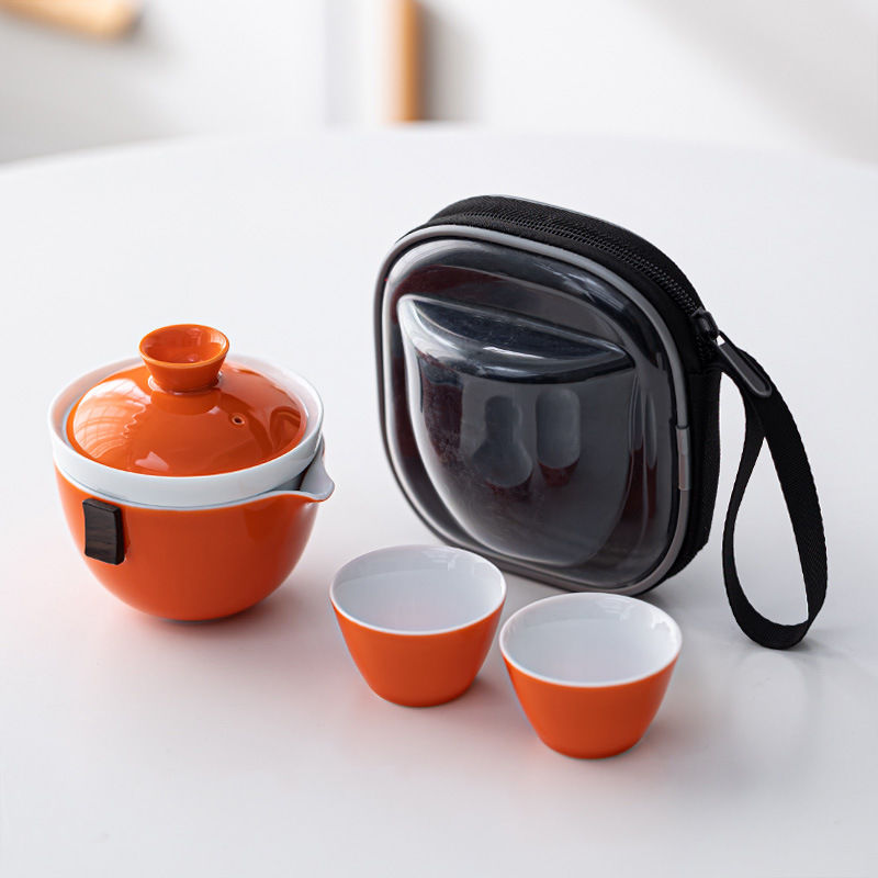 旅行茶具伴手礼便携式快客杯随身包套装户外功夫茶貝杯泡茶壶陶瓷