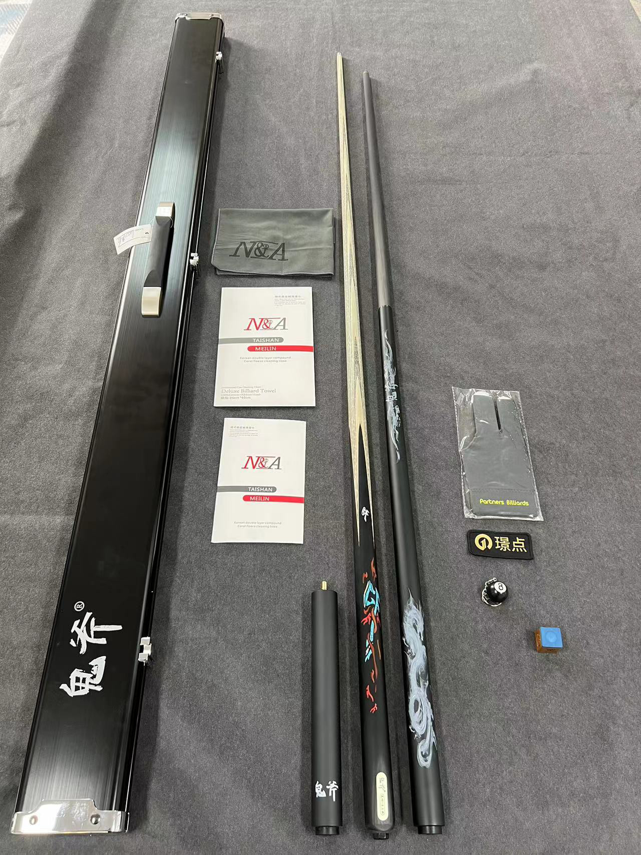 鬼斧球杆台球赤焰战斧绿松石款通杆小头视频八球中式球杆套装球杆