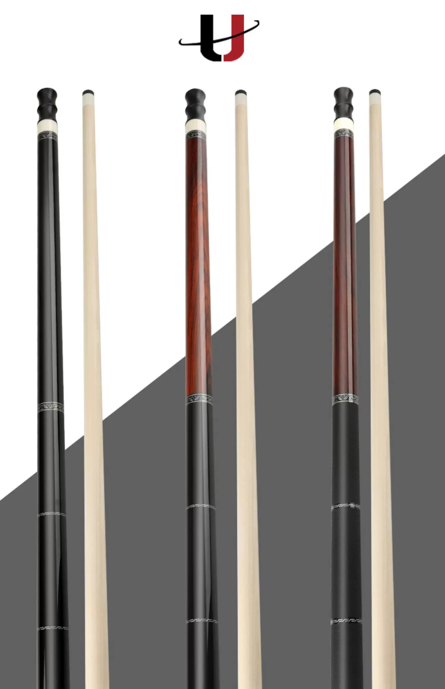 Universal环球台球杆24新款THK素面中式黑八美式九球大头杆台球杆