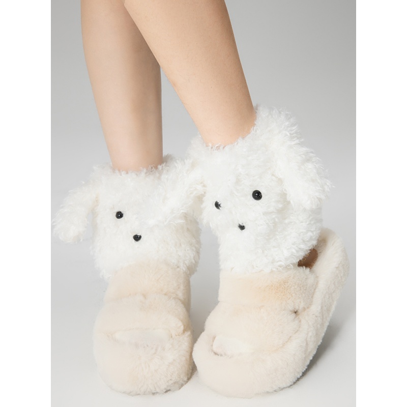 抵达一楼日系保暖lolita棕色堆堆袜套泰迪卷毛绒小狗可爱腿套秋冬