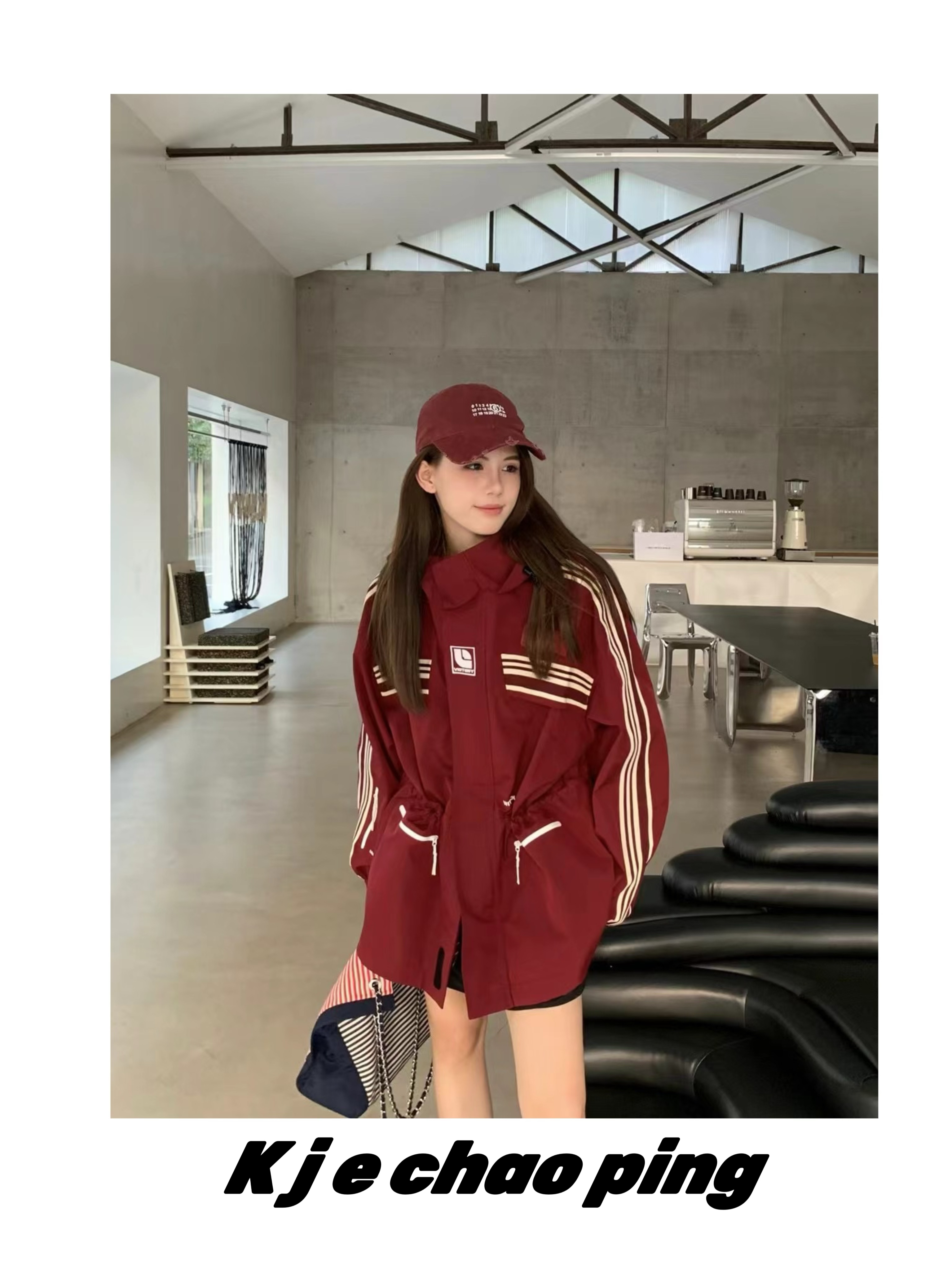 #202499拼织条轻奢风衣