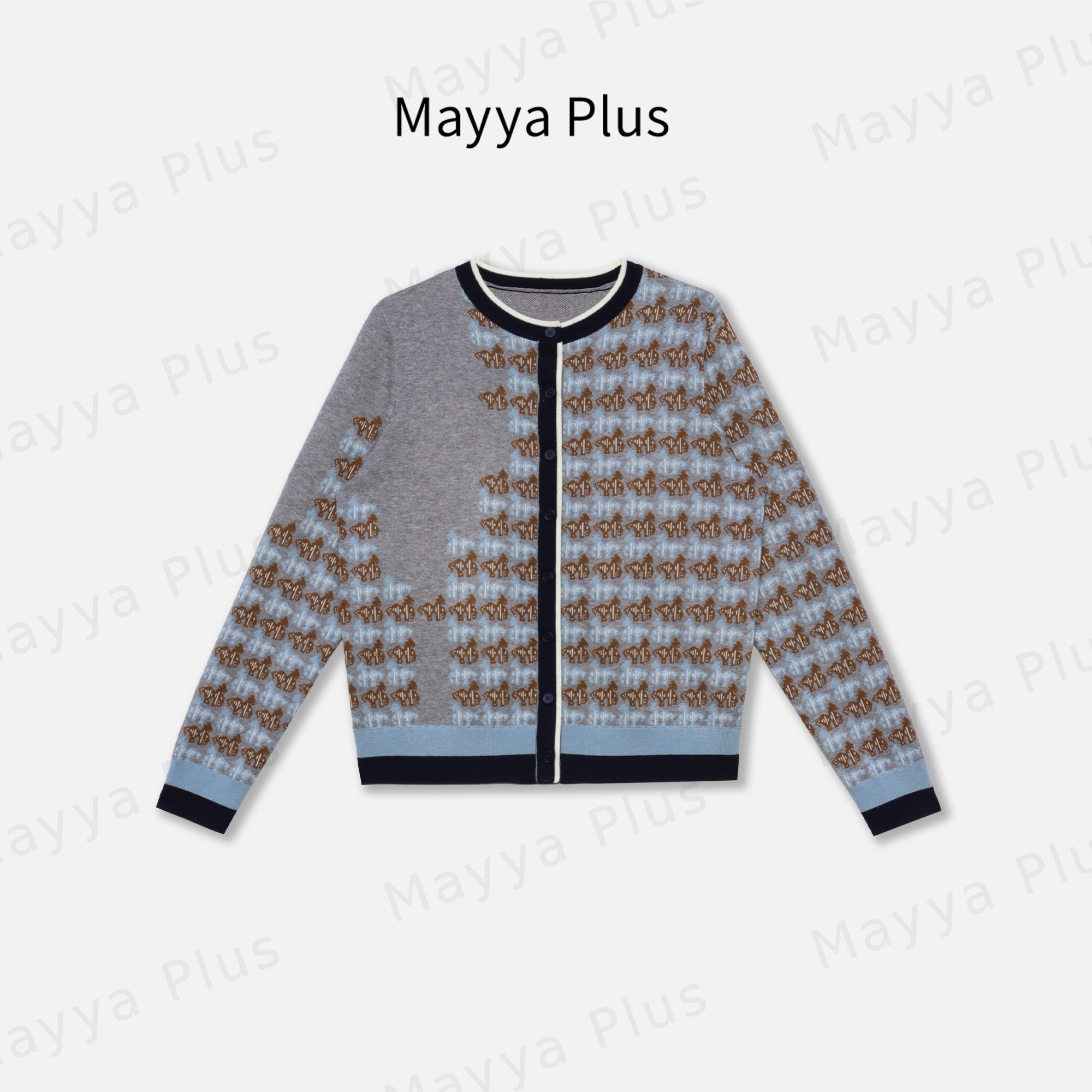 【蓝咖之梦】Mayya Plus时尚新品轻奢气质显瘦百搭毛织上衣32437892