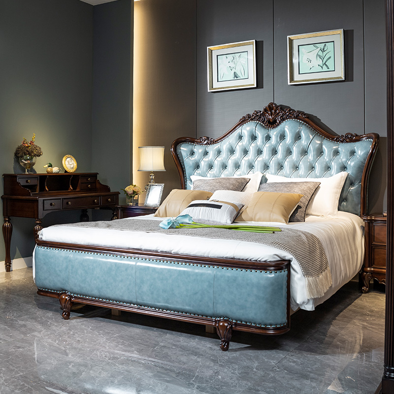 美式实木双人床胡桃木大床奢华卧室两人床别墅别墅欧式婚床