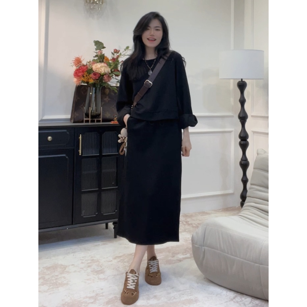 【极简范儿】假两件卫衣连衣裙秋冬新款小众显瘦大码卫衣裙pp