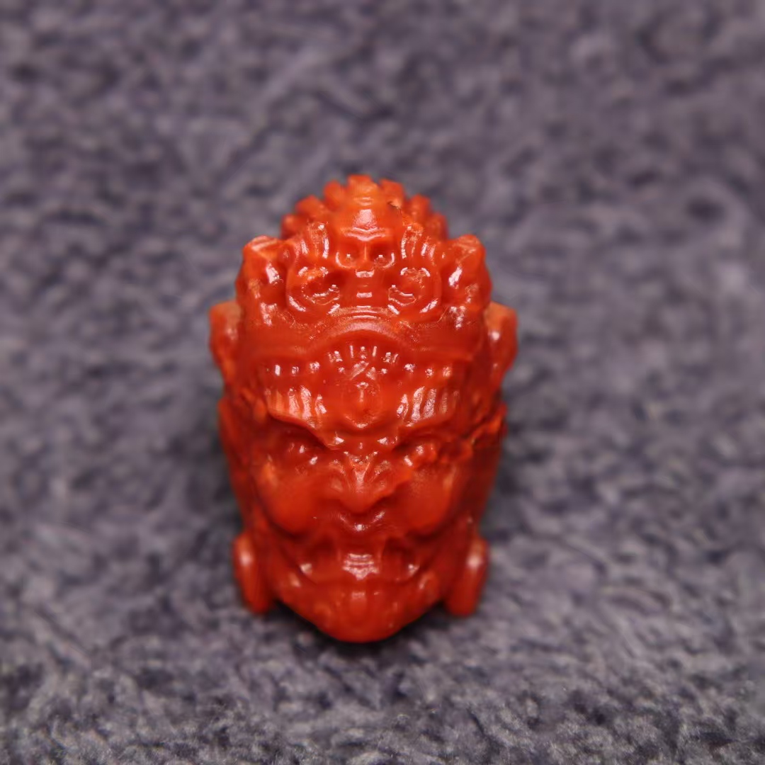 保山南红大黑天背云配饰天地孔天然保真南红玛瑙文玩配饰手工雕刻