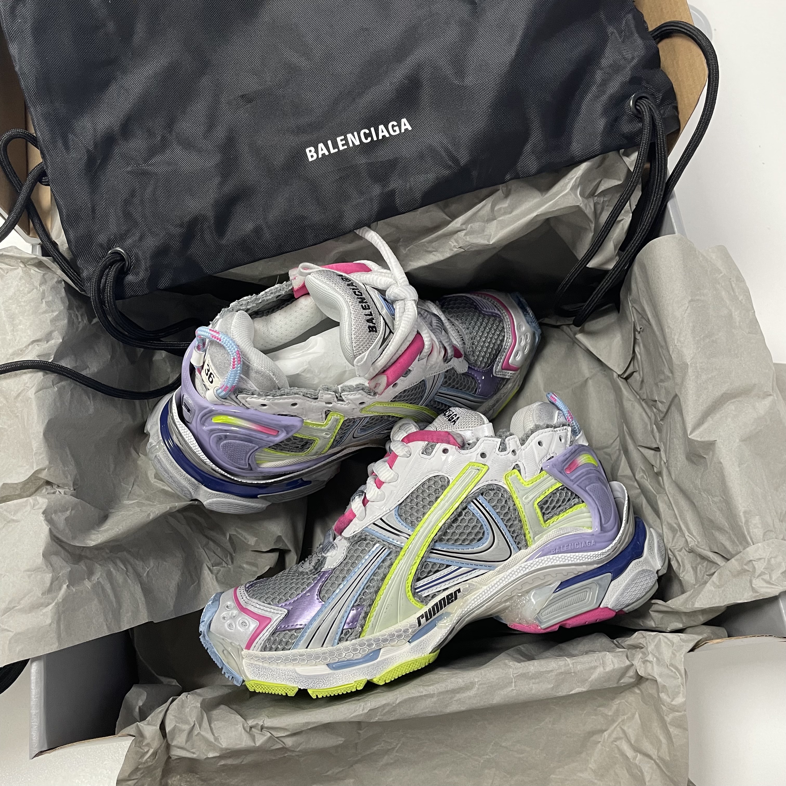 未使用 Balenciaga/巴黎世家 Runner 绿紫色 运动老爹鞋
