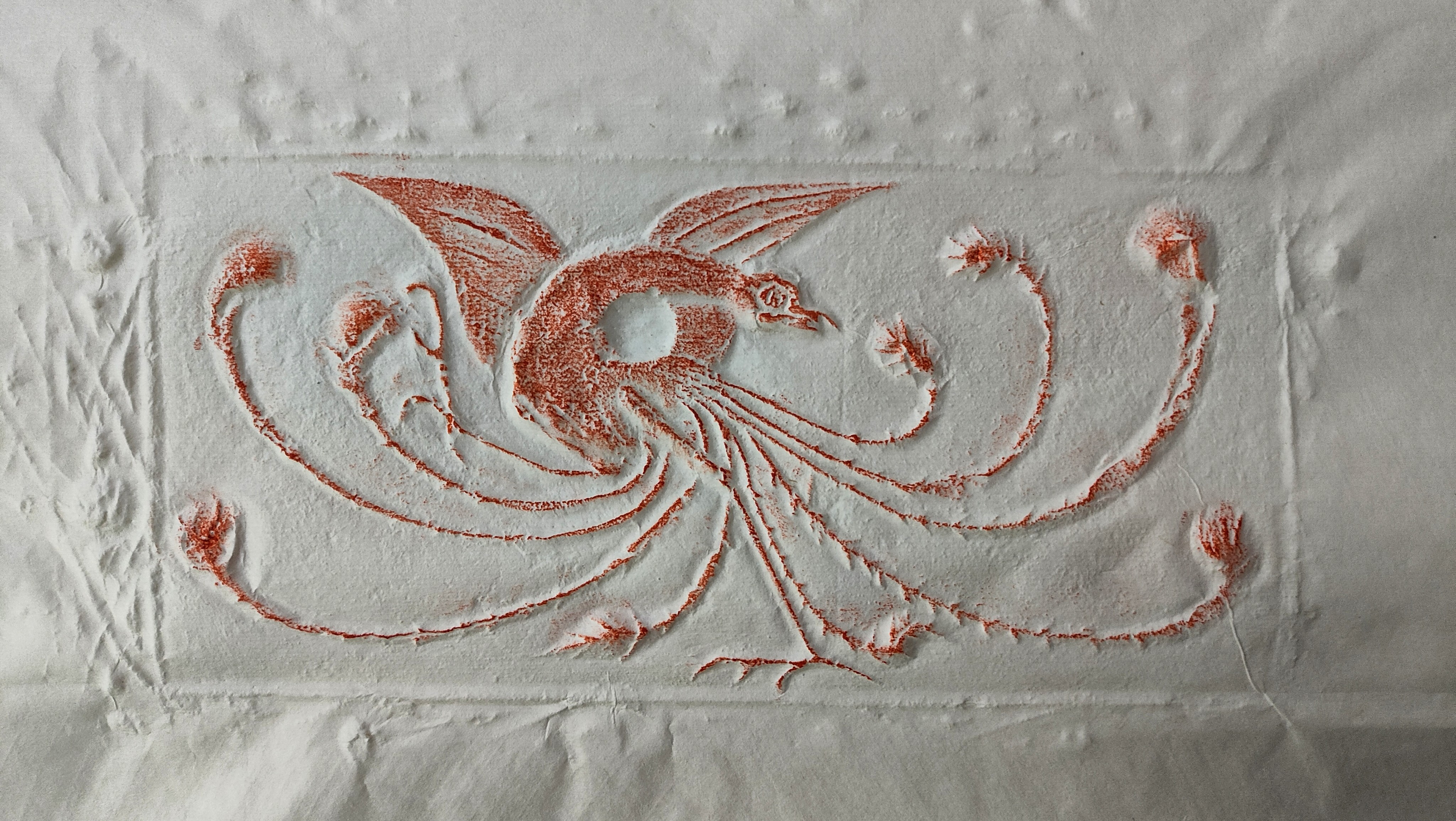 汉代画像砖拓片凤，硃拓墨拓随机一张26元，纸张四尺三开