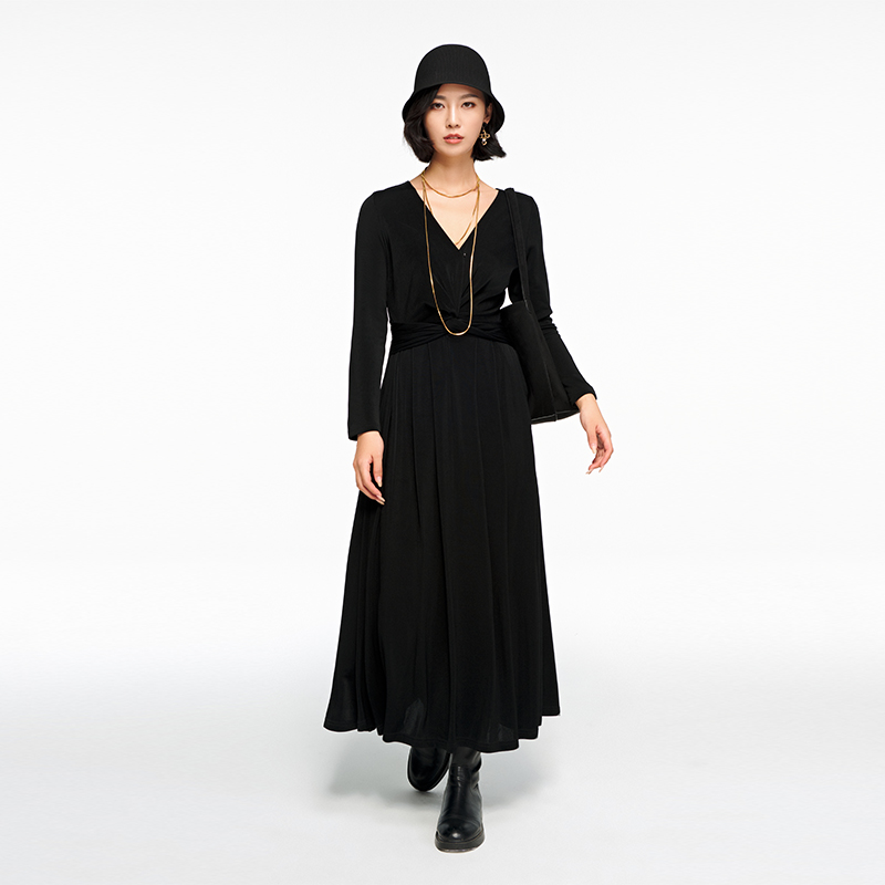 陈老师/RMC-【左岸慢调】设计师收腰V领连衣裙XY-D3G003-2