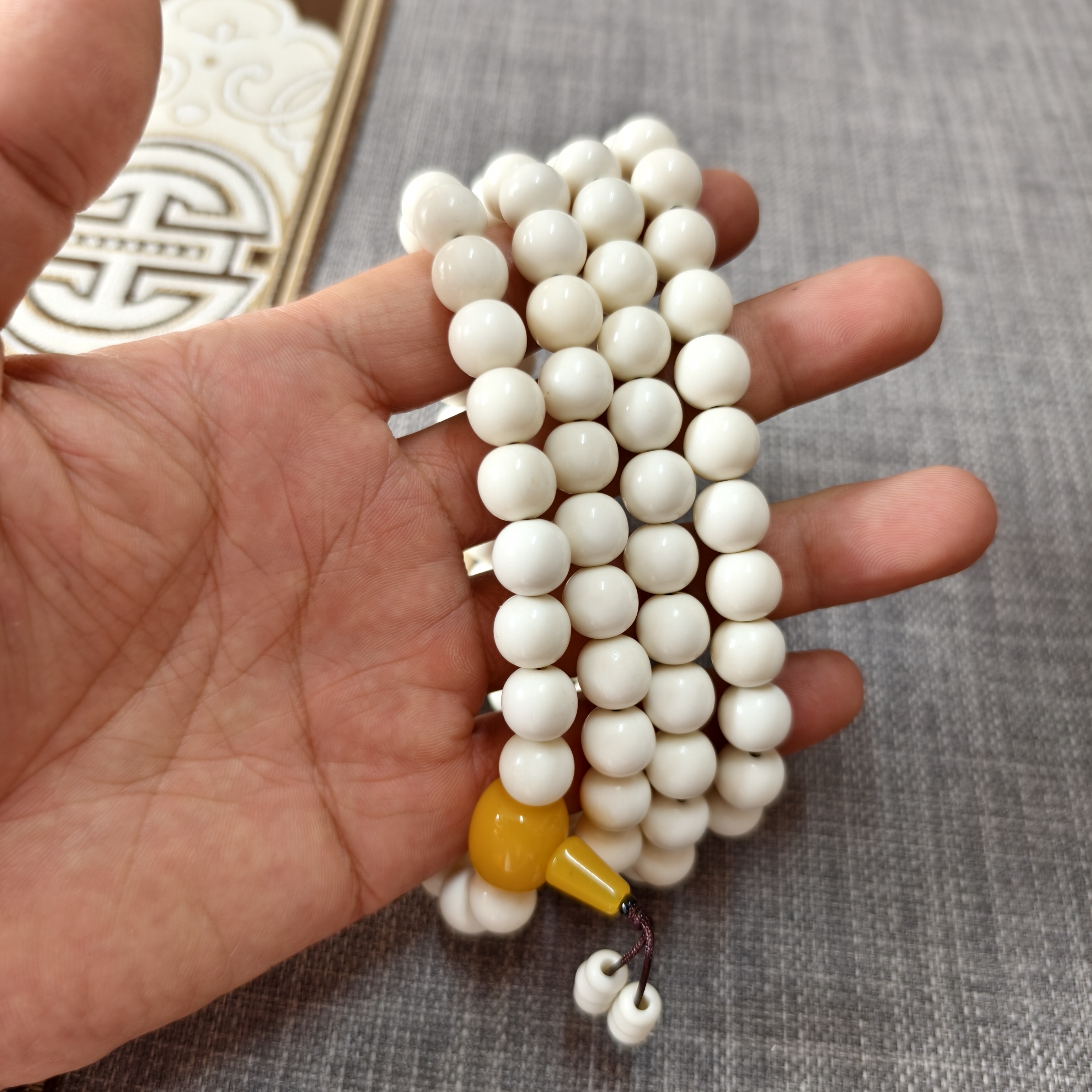 鹿角手串手工雕刻高密度鹿角串108颗珠子                       