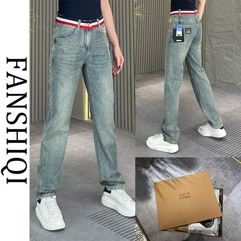 春夏牛仔裤男款蓝色精梳棉显瘦美式宽松男士休闲潮流直筒高街3117