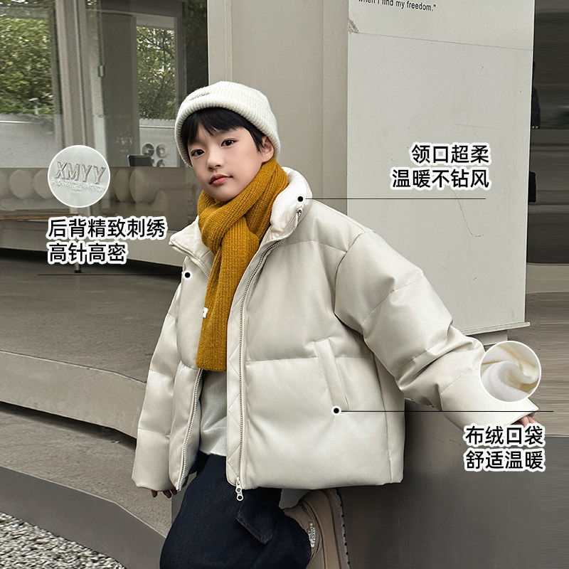 三防免洗男童皮衣羽绒服冬季加厚2025新款炸街痞帅儿童冬装YRW188