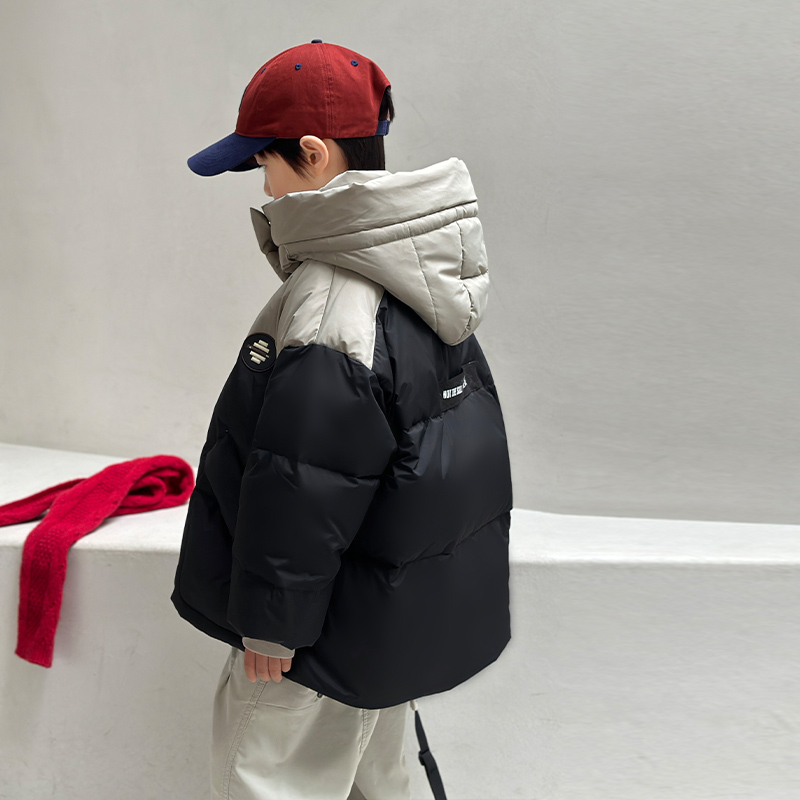 黑色男童羽绒服冬季加厚2024新款中大童90白鸭绒痞帅冬装YRW165