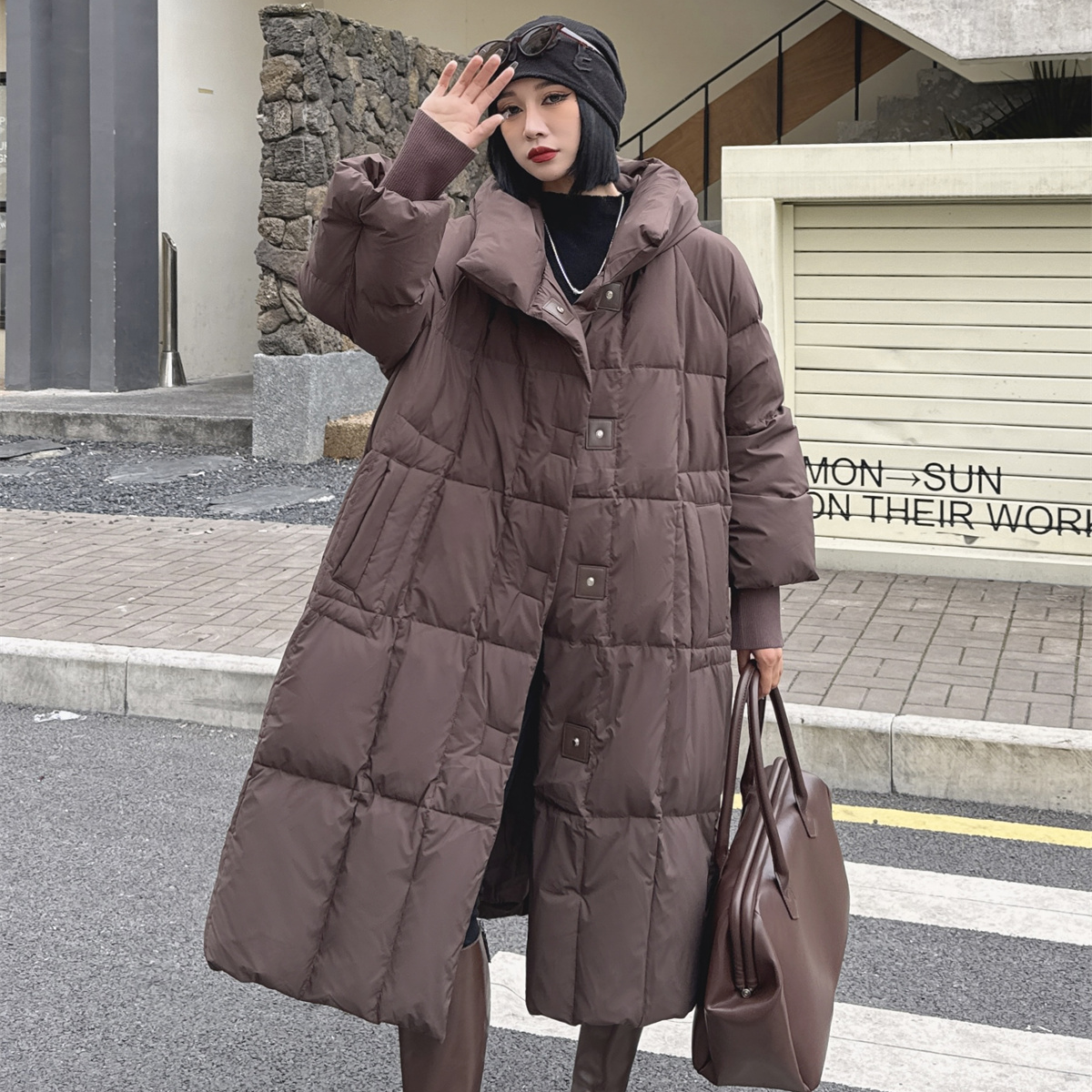 新款羽绒服阔版宽松大码中长款加厚大被子款羽绒外套W816