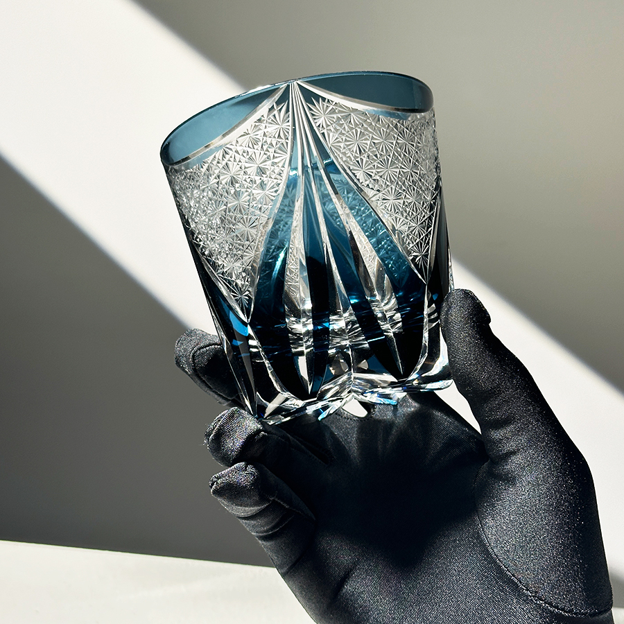 VIANASA'S日式江户切子手工雕刻威士忌水晶玻璃酒杯小众工艺品