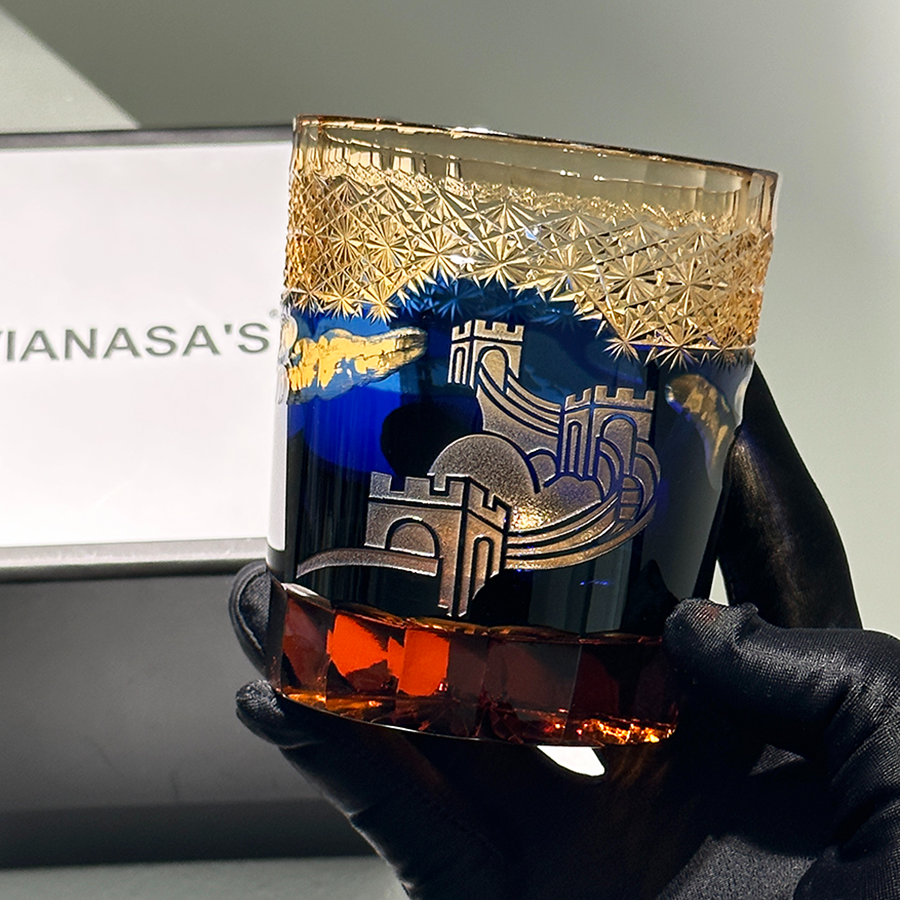 Vianasa's长城小众高级感国潮手工杯子江户切子威士忌酒杯送礼