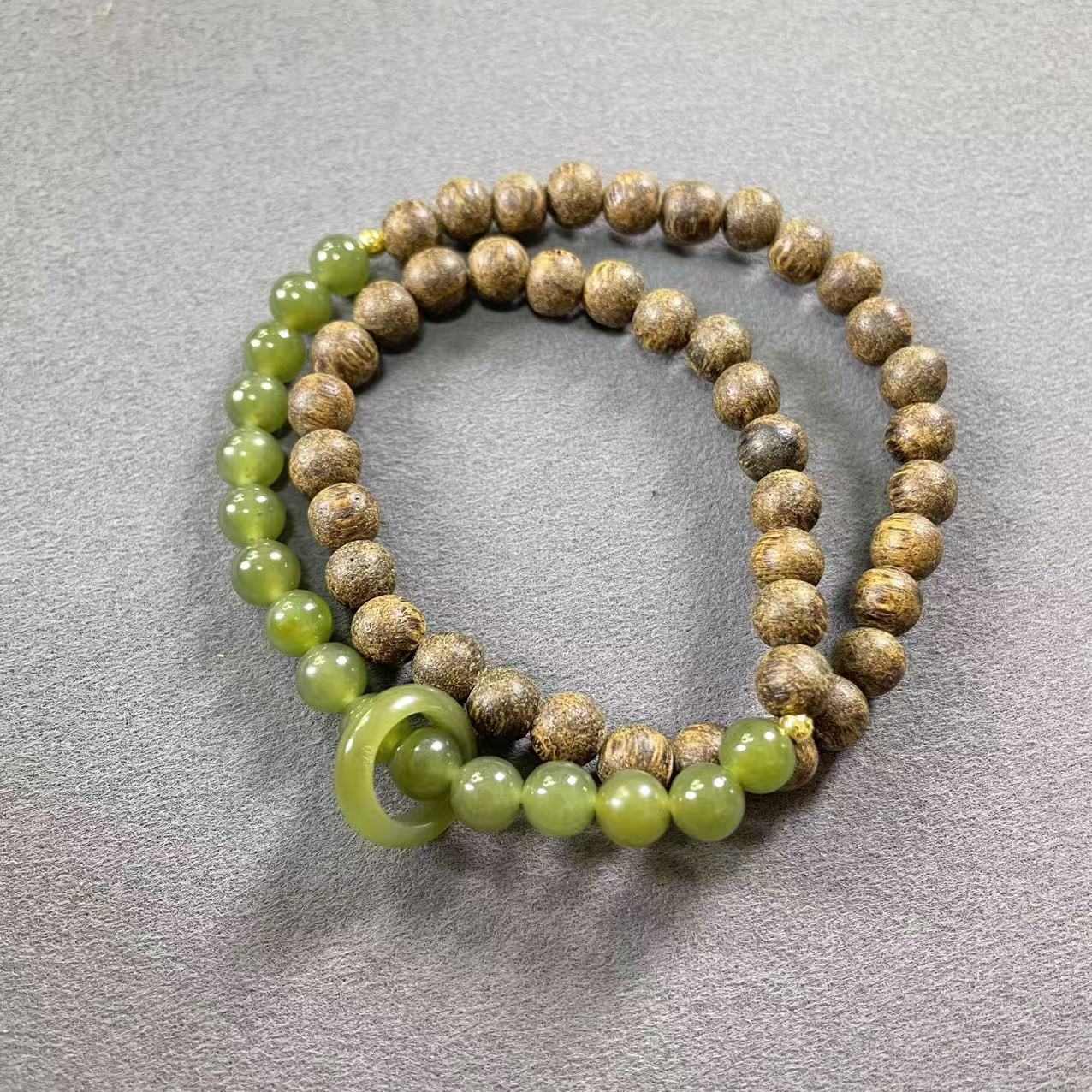 和田玉双圈跑环手链