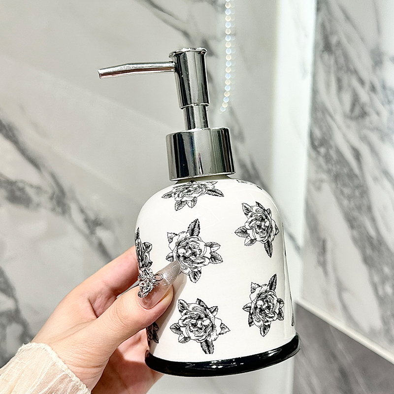 法式复古陶瓷洗手液瓶子酒店卫生间分装空瓶高颜值沐浴露按压瓶