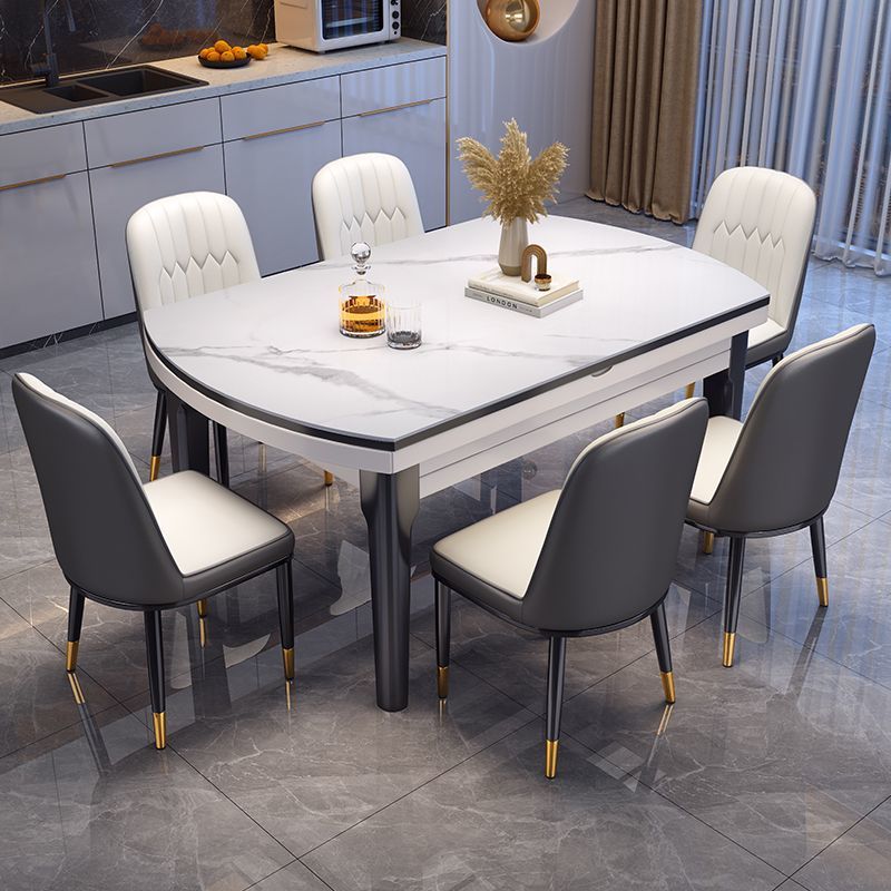 岩板方圆两用餐桌椅组合现代简约可伸缩折叠中小户型高档餐桌家用