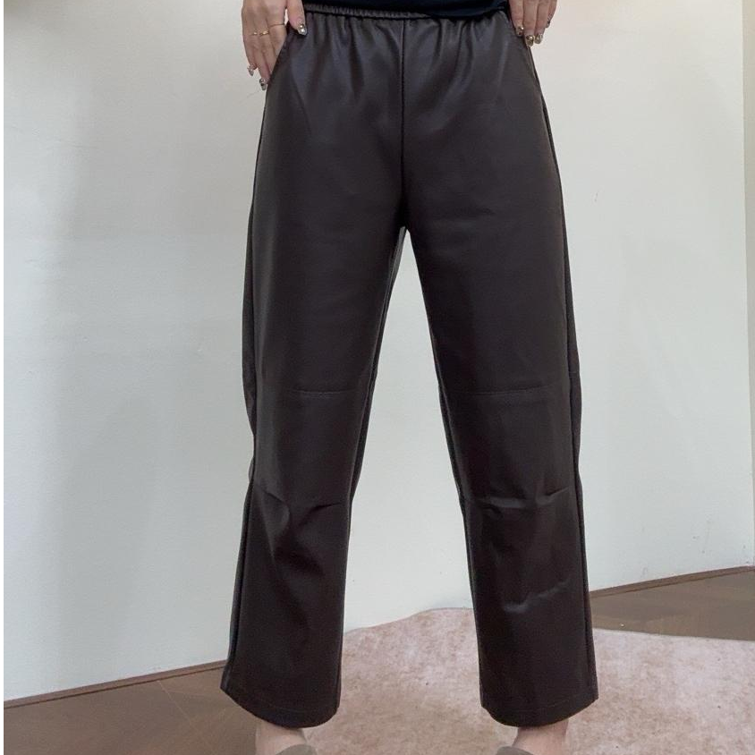 museguhui/木色古汇5212#直筒户外休闲女士气质高级感小众皮裤