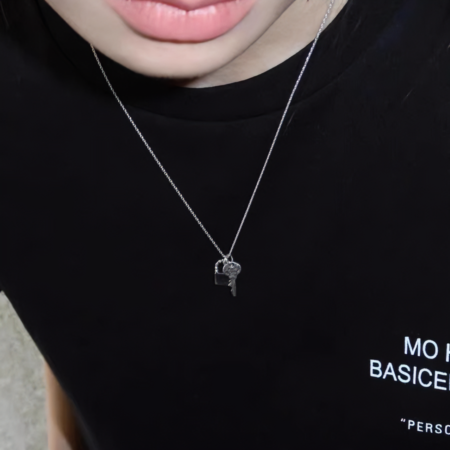 坠链均925银 韩国Room法式 精致钥匙 百搭细条个性项链