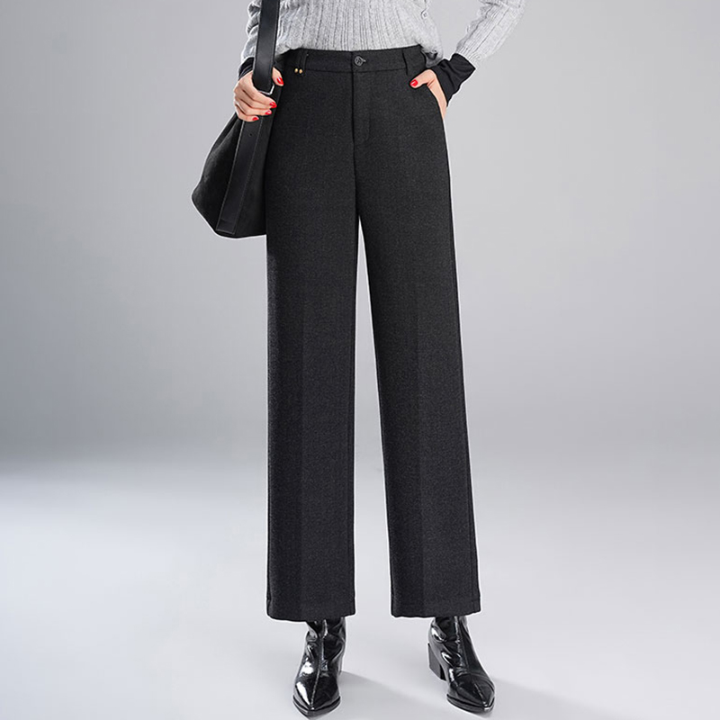 小个子羊毛呢窄版直筒裤显瘦冬季新款裤子加厚爆款休闲九分裤女