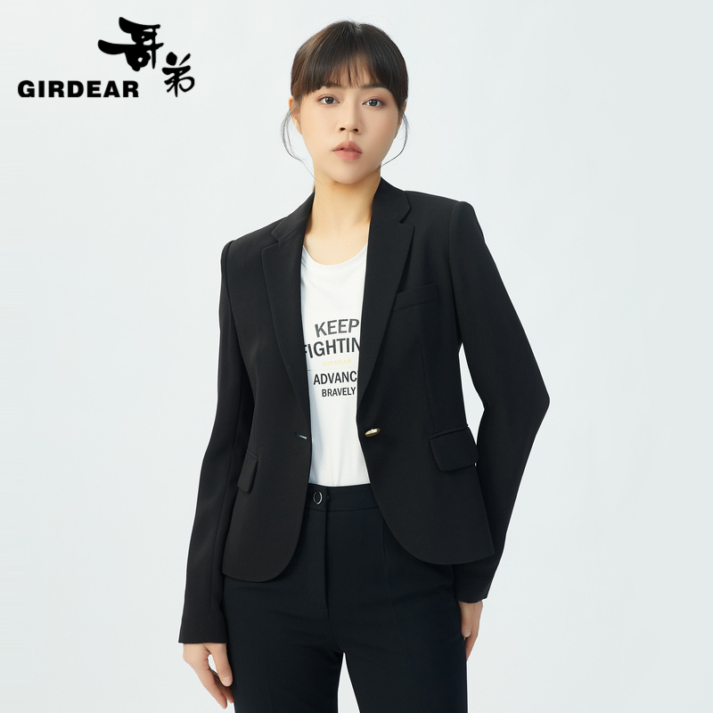 GIRDEAR/哥弟新款西装外套气质通勤质感纯色一粒扣收腰1400077   