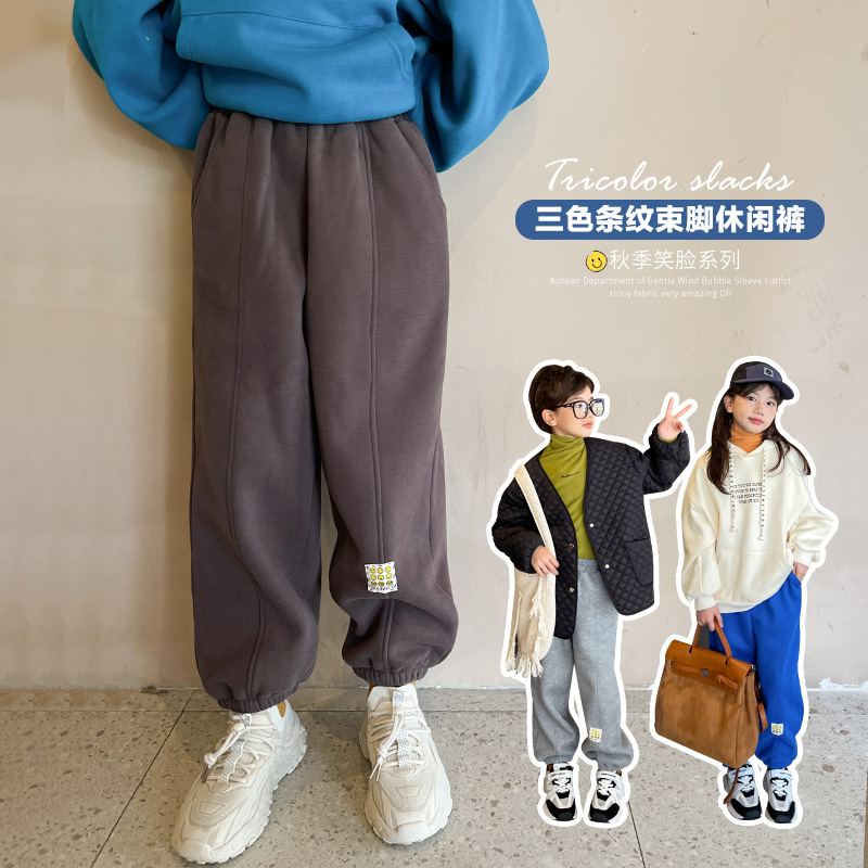 女童加绒裤子加厚秋冬休闲裤中大童洋气宽松冬装束脚裤潮CH522