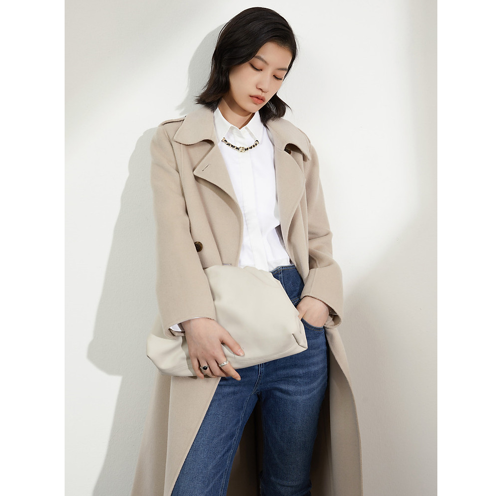 冬西装领时尚减龄气质保暖中长大衣外套女百搭休闲宽松FL00138