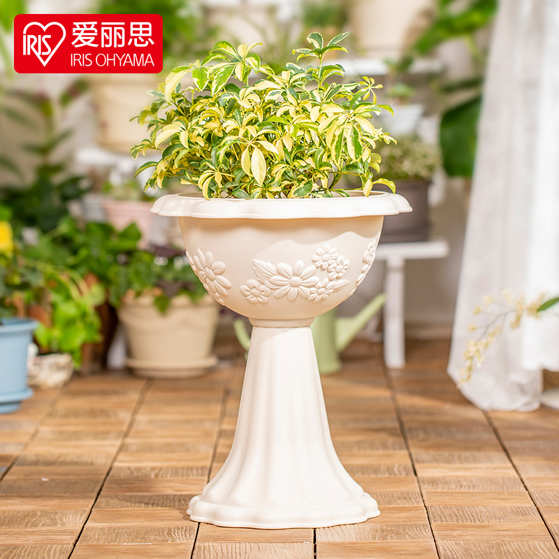 爱丽思仿陶瓷杯型创意花盆阳台大号家用树脂塑料户外透气环保花盆