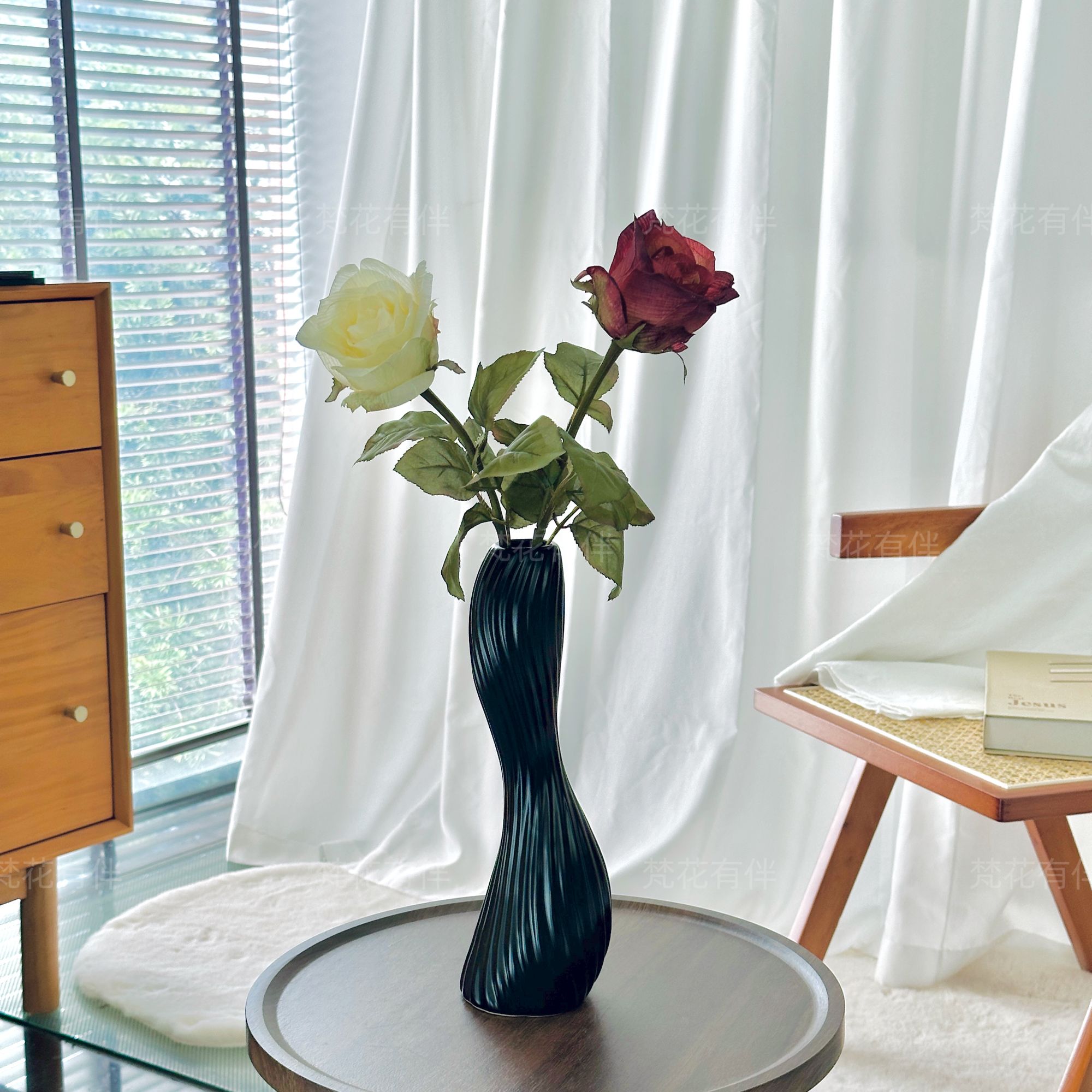 「情人节限定」肯尼亚玫瑰仿真花餐边柜家居装饰客厅装饰花艺摆件