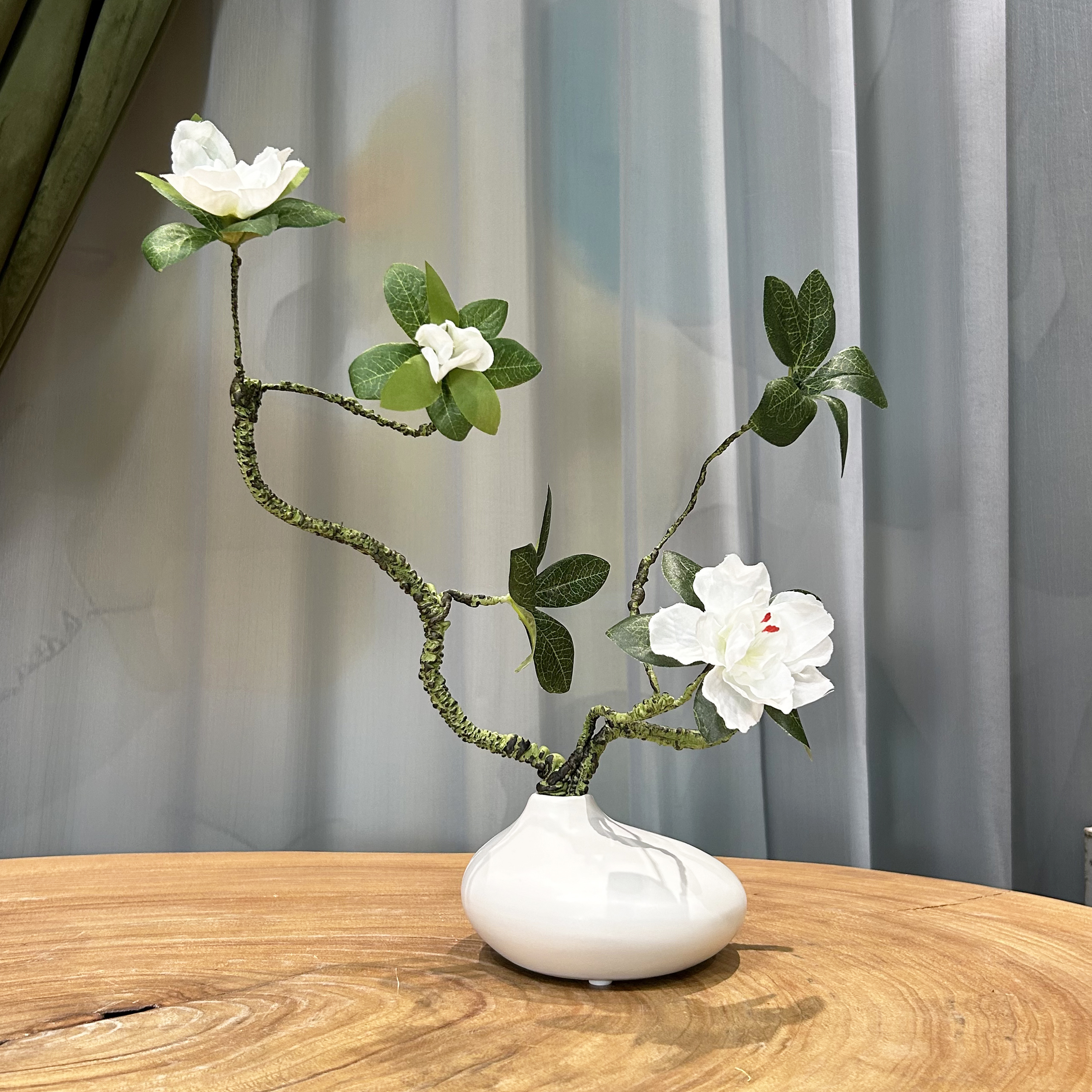 【可装水】栀子花仿真花轻奢高档摆设客厅餐桌装饰花艺家居摆件套装商品图