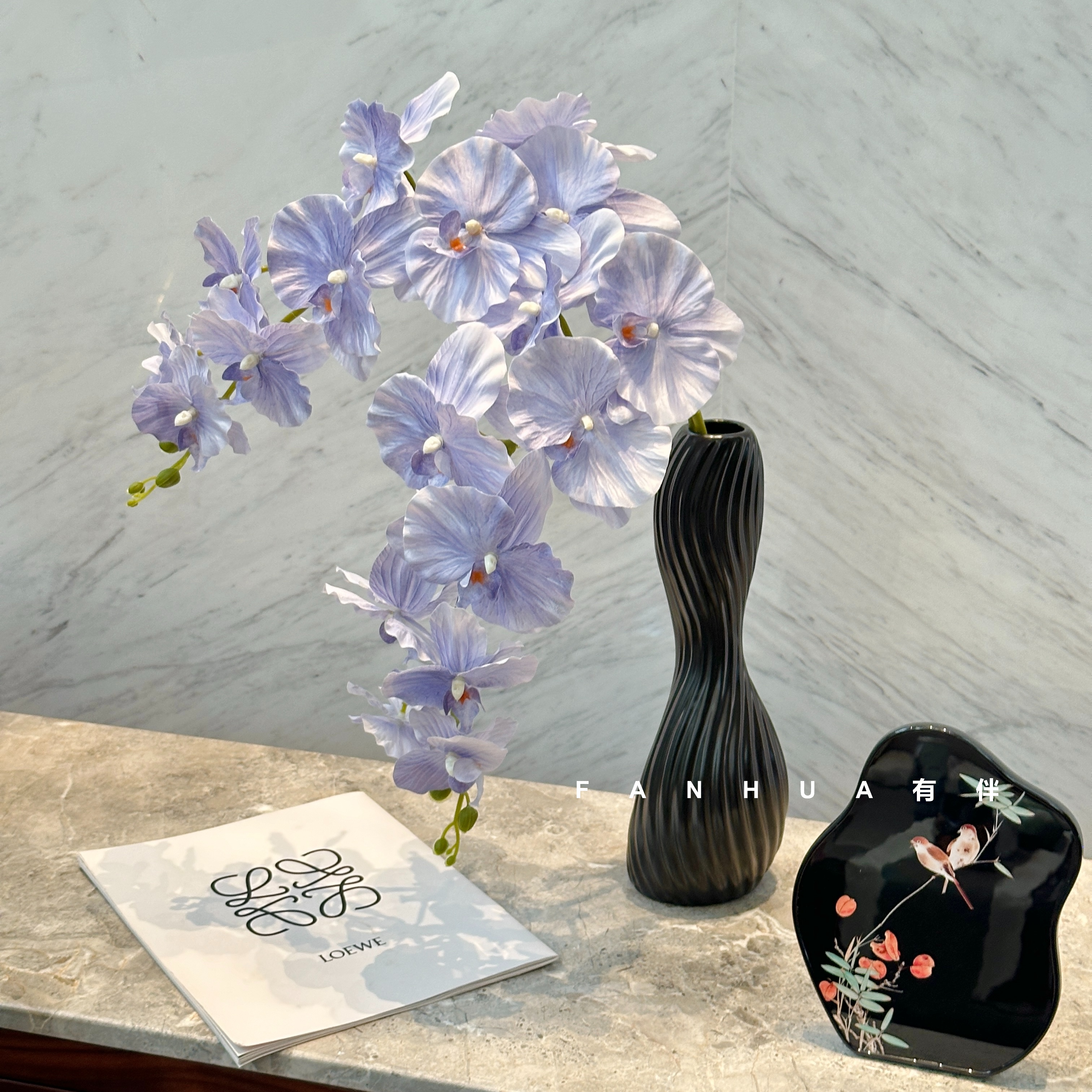 珍珠蝴蝶兰仿真花摆设花瓶高级感假花花艺摆件装饰客厅玄关轻奢
