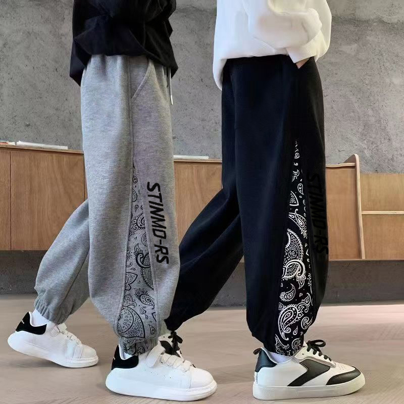 新款中大童男青少年童运动卫裤秋季刺绣长裤宽松舒适帅气6516