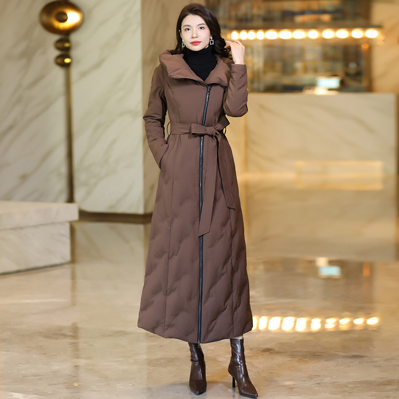 羽绒服咖色显瘦冬季加厚保暖长款高级感优雅气质时尚90白鸭绒外套